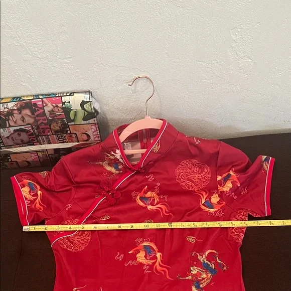 # 0684+ Red Cheongsam Dress with Dragon Print & WHT Logo - Picture 6 of 6